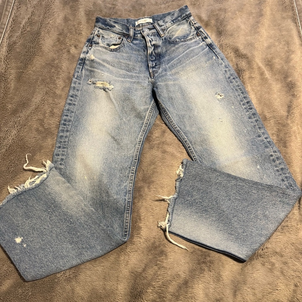 Moussy Vintage Straight Leg Distressed Jeans